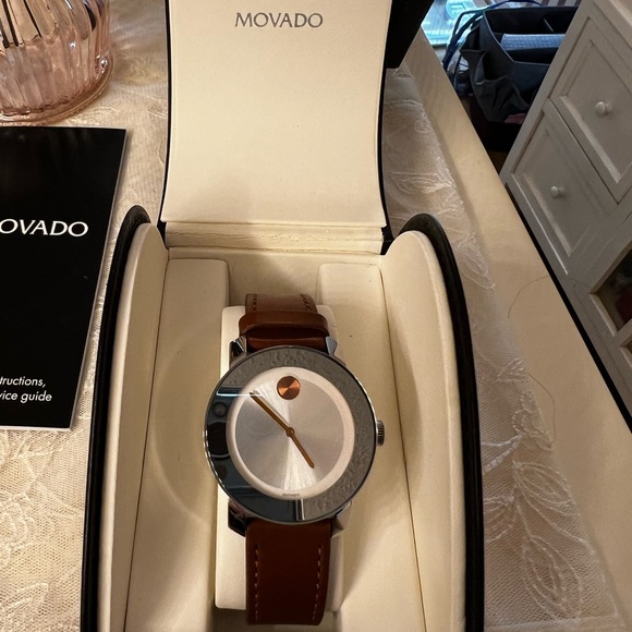 COPY - Movado Bold Watch with a brown leather band